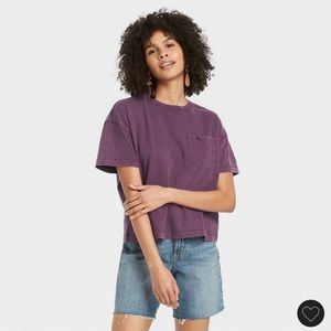 Women's Short Sleeve Boxy T-Shirt - Universal Thread™ Light Dark Purple Small